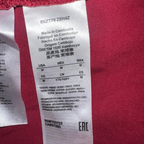 AX Armani Exchange T Shirt Men's Size Medium Red Bordeaux Spell Out Logo Tee - Picture 5 of 7